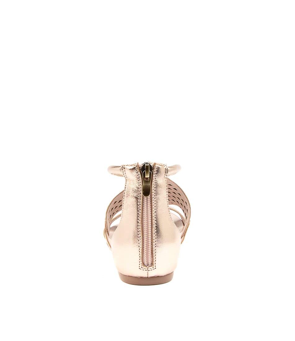 Rear View Women's Django & Juliette Jerrod Sandal In Rose Gold Leather Sku: Dj14461M63Le