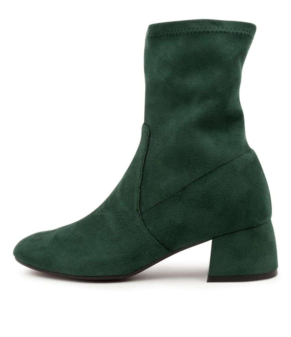 Outside View Women's Django & Juliette Checkie Boot In Forest Stretch Microsuede Sku: Dj16654H22Ft