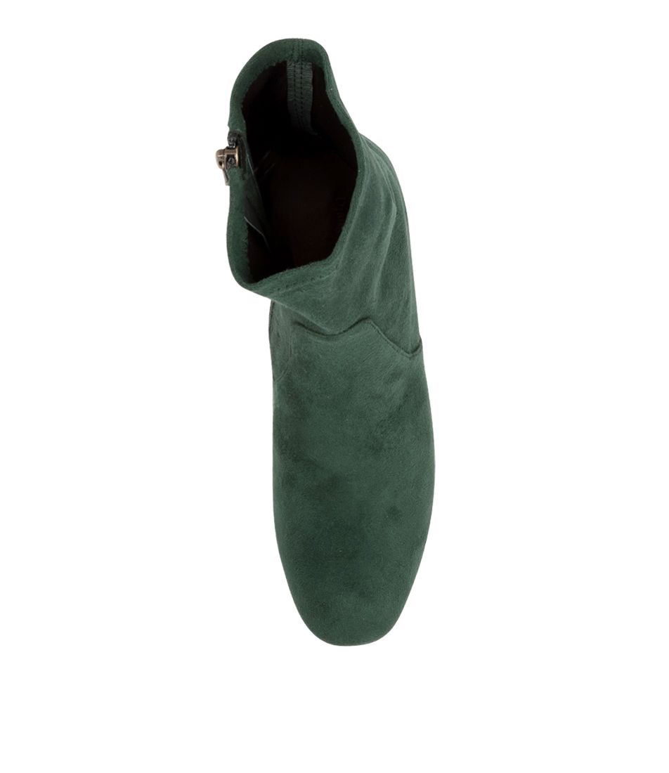 Overhead View Women's Django & Juliette Checkie Boot In Forest Stretch Microsuede Sku: Dj16654H22Ft