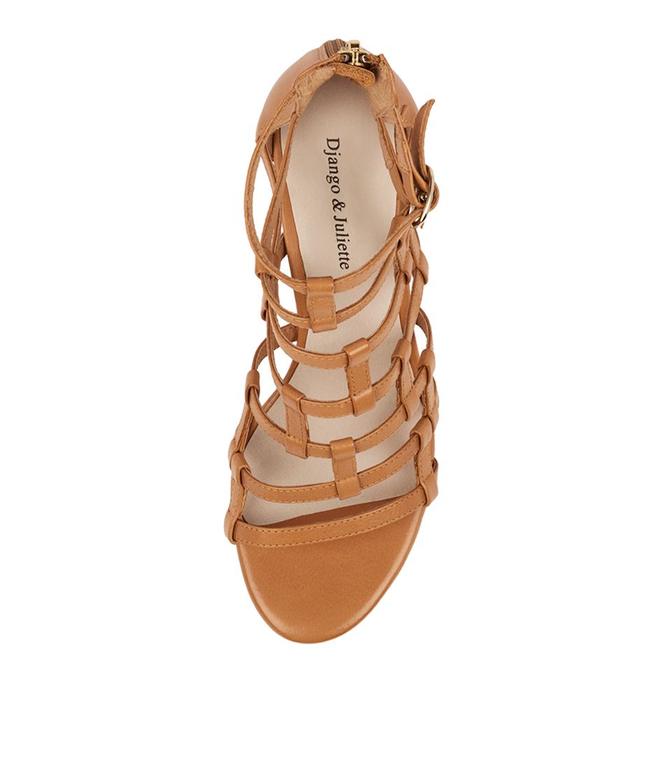 Overhead View Women's Django & Juliette Ebbie Sandal In Tan Leather Sku: Dj16874Tanle