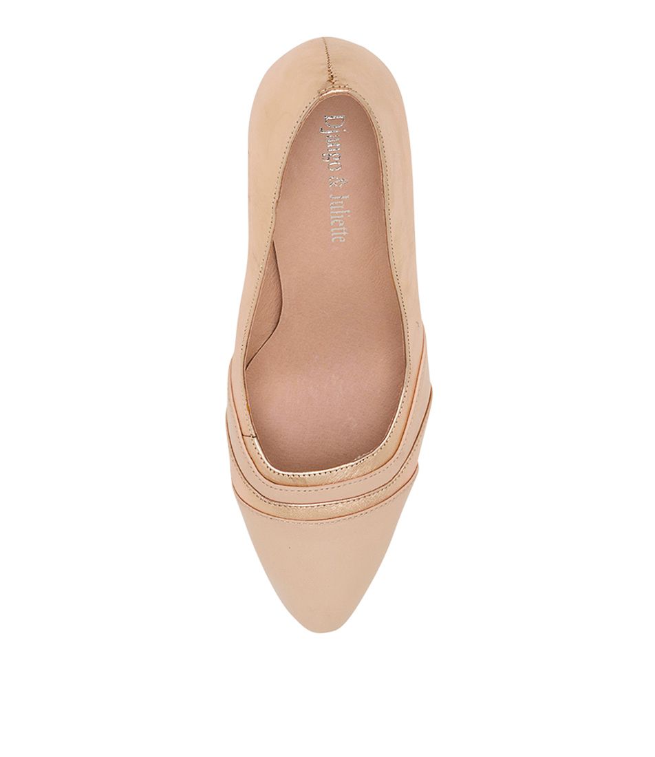 Overhead View Women's Django & Juliette Kisha Shoe In Nude/ Rose Gold Leather Sku: Dj16958Nevle