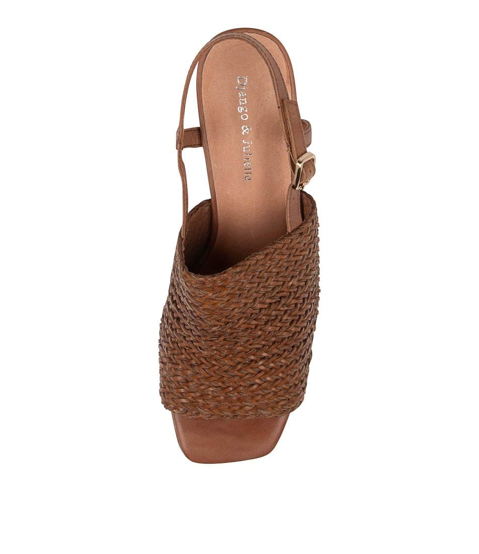 Overhead View Women's Django & Juliette Pickle Sandal In Tan Weave-Leather Sku: Dj17062Tanwv
