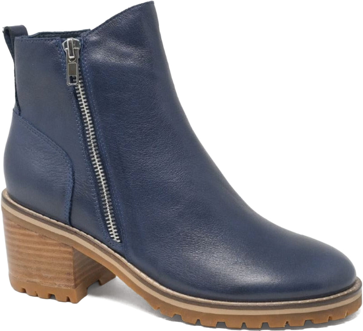 Deep blue elegant Leather Ankle Boots Atlas Navy Patent Leather Strap Boots main image 2